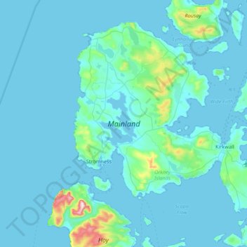 Topografische Karte Mainland, Höhe, Relief