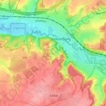 Topografische Karte Geuldal, Höhe, Relief