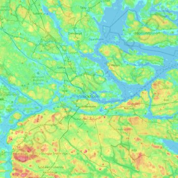 Topografische Karte Stockholm, Höhe, Relief
