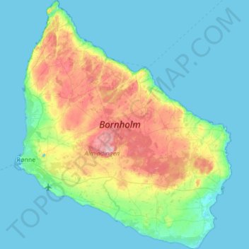 Topografische Karte Bornholms Regionskommune, Höhe, Relief