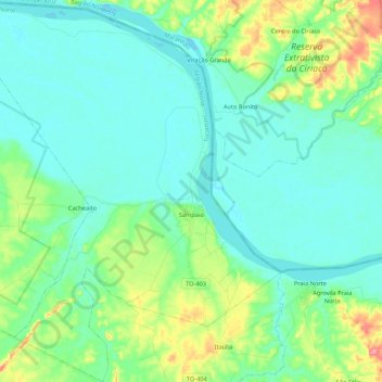 Topografische Karte Sampaio, Höhe, Relief