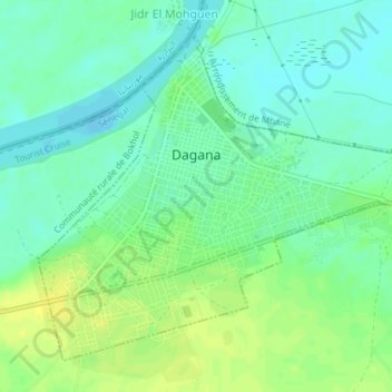 Topografische Karte Dagana, Höhe, Relief