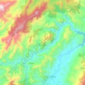 Topografische Karte Corregimiento El Paso, Höhe, Relief