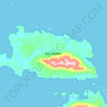 Topografische Karte Isla Stokes, Höhe, Relief