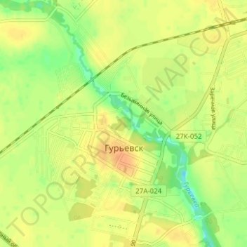 Topografische Karte Gurjewsk, Höhe, Relief