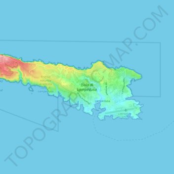 Topografische Karte Lampedusa, Höhe, Relief