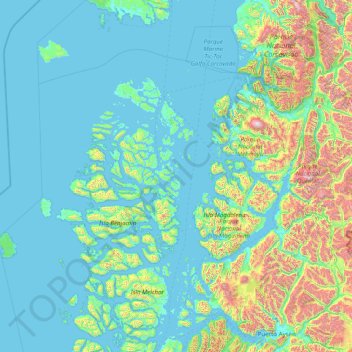 Topografische Karte Cisnes, Höhe, Relief