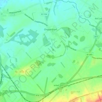 Topografische Karte Chippenham, Höhe, Relief
