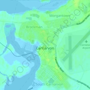 Topografische Karte Carnarvon, Höhe, Relief