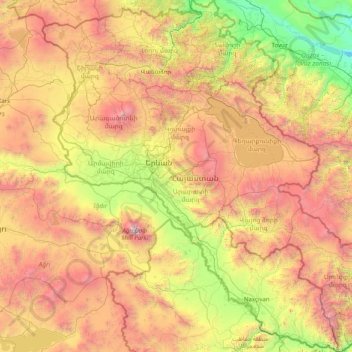 Topografische Karte Armenien, Höhe, Relief