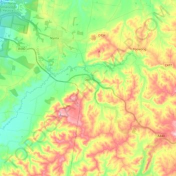 Topografische Karte Loch, Höhe, Relief