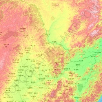 Topografische Karte Heilongjiang, Höhe, Relief
