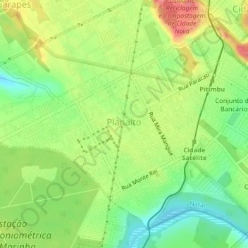 Topografische Karte Planalto, Höhe, Relief