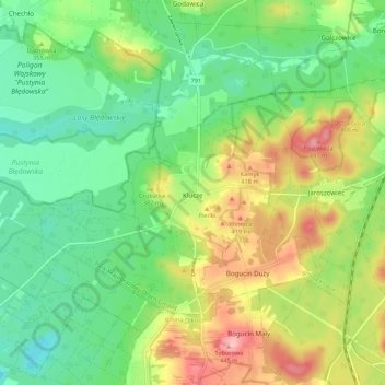 Topografische Karte Klucze, Höhe, Relief