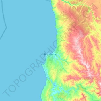 Topografische Karte Pichilemu, Höhe, Relief