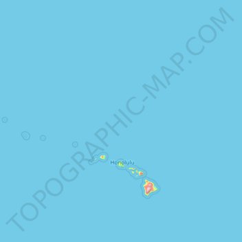 Topografische Karte Honolulu County, Höhe, Relief
