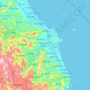 Topografische Karte Tỉnh Quảng Ngãi, Höhe, Relief