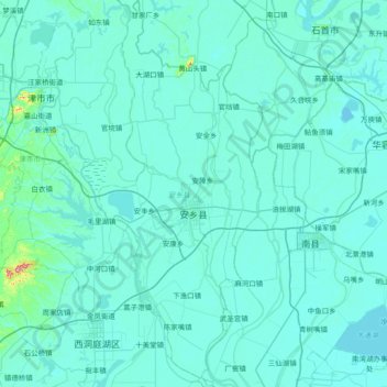 Topografische Karte 安乡县, Höhe, Relief