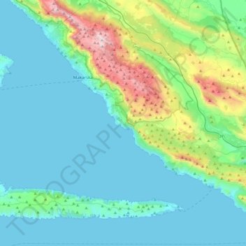 Topografische Karte Makarska rivijera, Höhe, Relief
