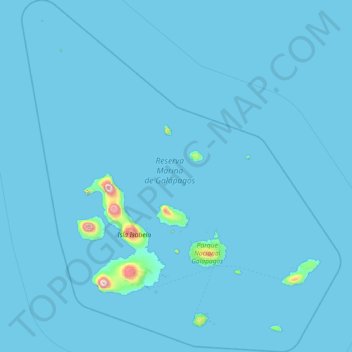 Topografische Karte Galápagos, Höhe, Relief
