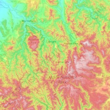 Topografische Karte Alpine Shire, Höhe, Relief