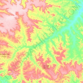 Topografische Karte Sucupira do Riachão, Höhe, Relief