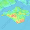 Topografische Karte Île de Wight, Höhe, Relief