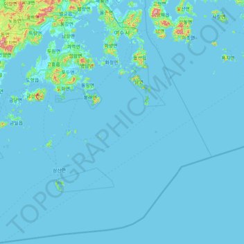 Topografische Karte Yeosu, Höhe, Relief