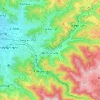 Topografische Karte Buchenbach, Höhe, Relief