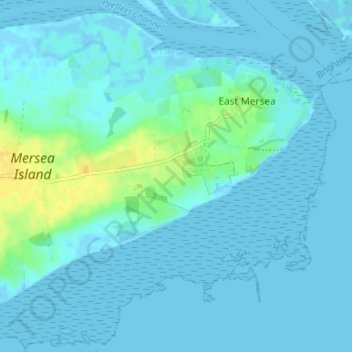 Topografische Karte East Mersea, Höhe, Relief