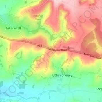 Topografische Karte Litton Cheney, Höhe, Relief