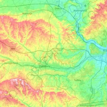 Topografische Karte West Berkshire, Höhe, Relief