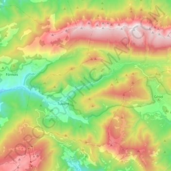 Topografische Karte Josa i Tuixén, Höhe, Relief