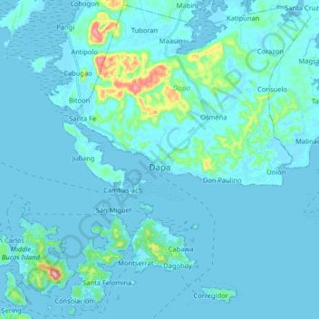 Topografische Karte Dapa, Höhe, Relief