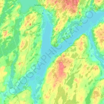 Topografische Karte Sturgeon Lake, Höhe, Relief