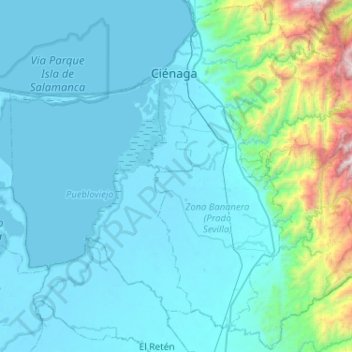 Topografische Karte Ciénaga, Höhe, Relief