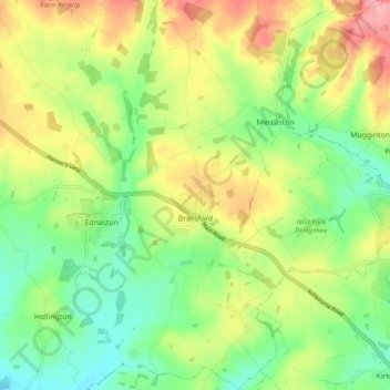 Topografische Karte Brailsford CP, Höhe, Relief