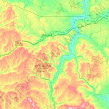 Topografische Karte Schoharie County, Höhe, Relief