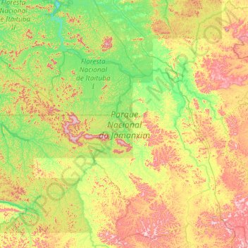 Topografische Karte Parque Nacional do Jamanxim, Höhe, Relief