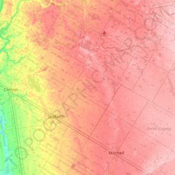 Topografische Karte Huron East, Höhe, Relief