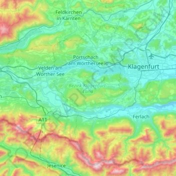 Topografische Karte Klagenfurt-Land, Höhe, Relief