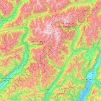 Topografische Karte Adamello-Presanella Alps, Höhe, Relief