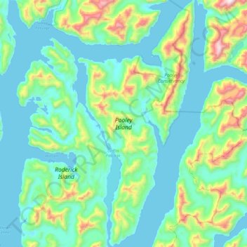Topografische Karte Pooley Island, Höhe, Relief