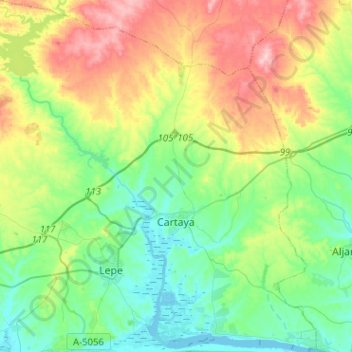 Topografische Karte Cartaya, Höhe, Relief