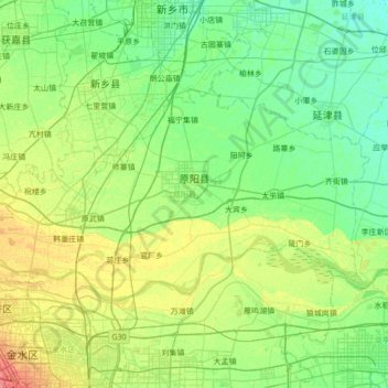 Topografische Karte Yuanyang County, Höhe, Relief
