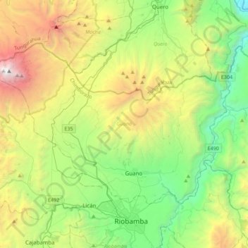 Topografische Karte Guano, Höhe, Relief