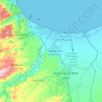 Topografische Karte Ait Youssef Ou Ali آيت يوسف أو علي, Höhe, Relief