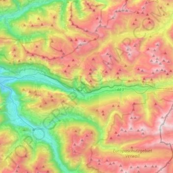 Topografische Karte Alfenz, Höhe, Relief