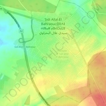 Topografische Karte Sidi Allal El Bahraoui, Höhe, Relief