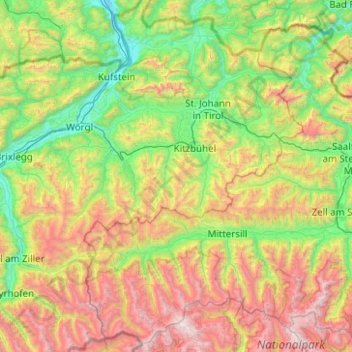 Topografische Karte Kitzbüheler Alpen, Höhe, Relief